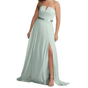 Galina Signature Georgette V-Wire Strapless Corset Bridesmaid Dress Dusty Sage 4